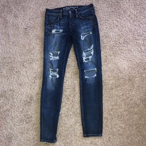 Dark wash American Eagle Outfitters ripped jeans